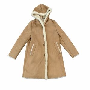 Uniqlo Shearling Touch Hooded Coat Beige White XS